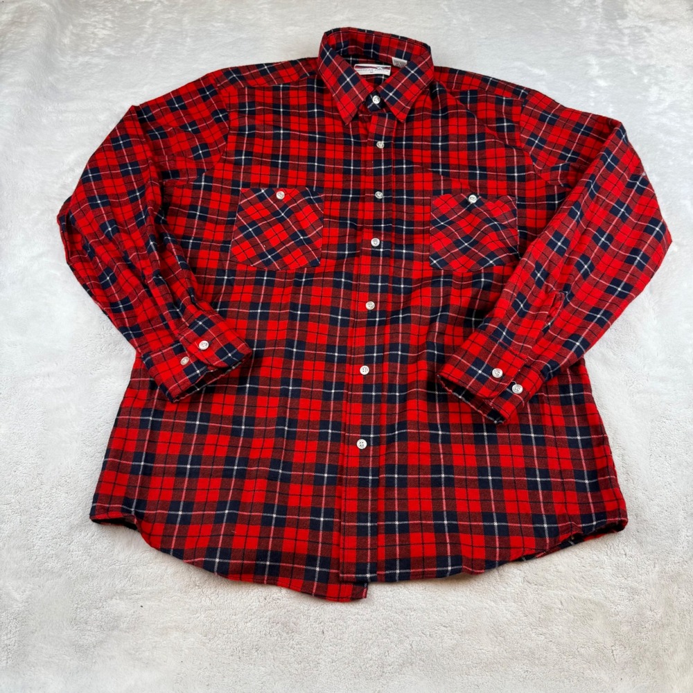 American‎ Edition Mens Flannel Shirt Button Up Plaid Red Black Medium M